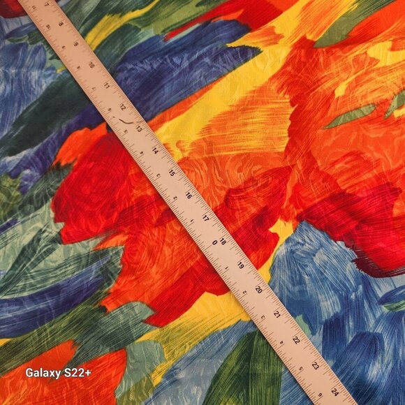 Abstract Multicolor Brushstroke Satin Fabric By Hi-Fashion Fabrics Inc 2.5 yards - Picture 6 of 7